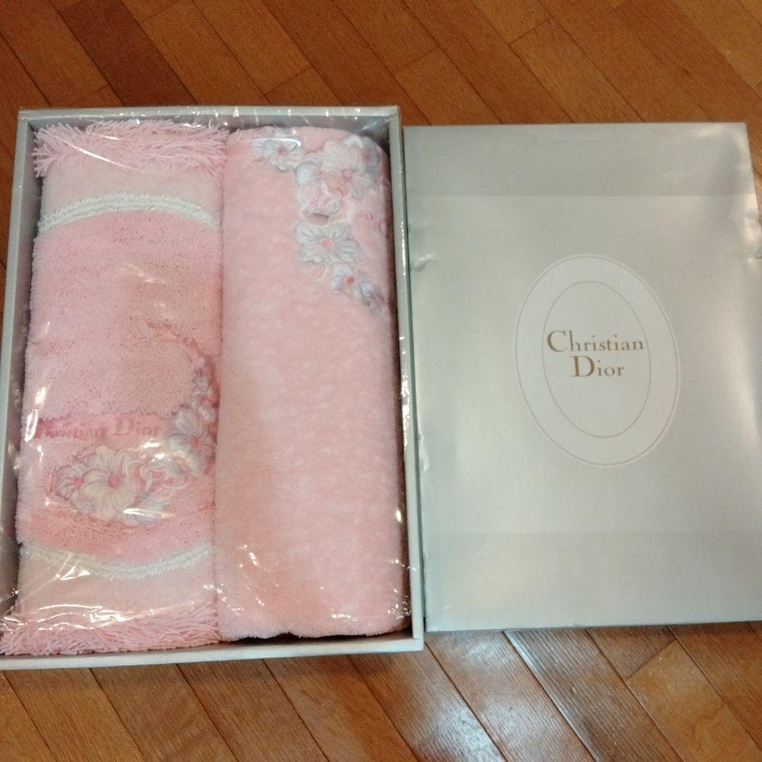 Christian Dior バスマット　バスタオルピンク　昭和レトロ