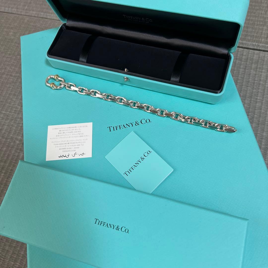 Tiffany ＆ Coメイカーズワイドチェーンブレスレット シルバー×ゴールド
