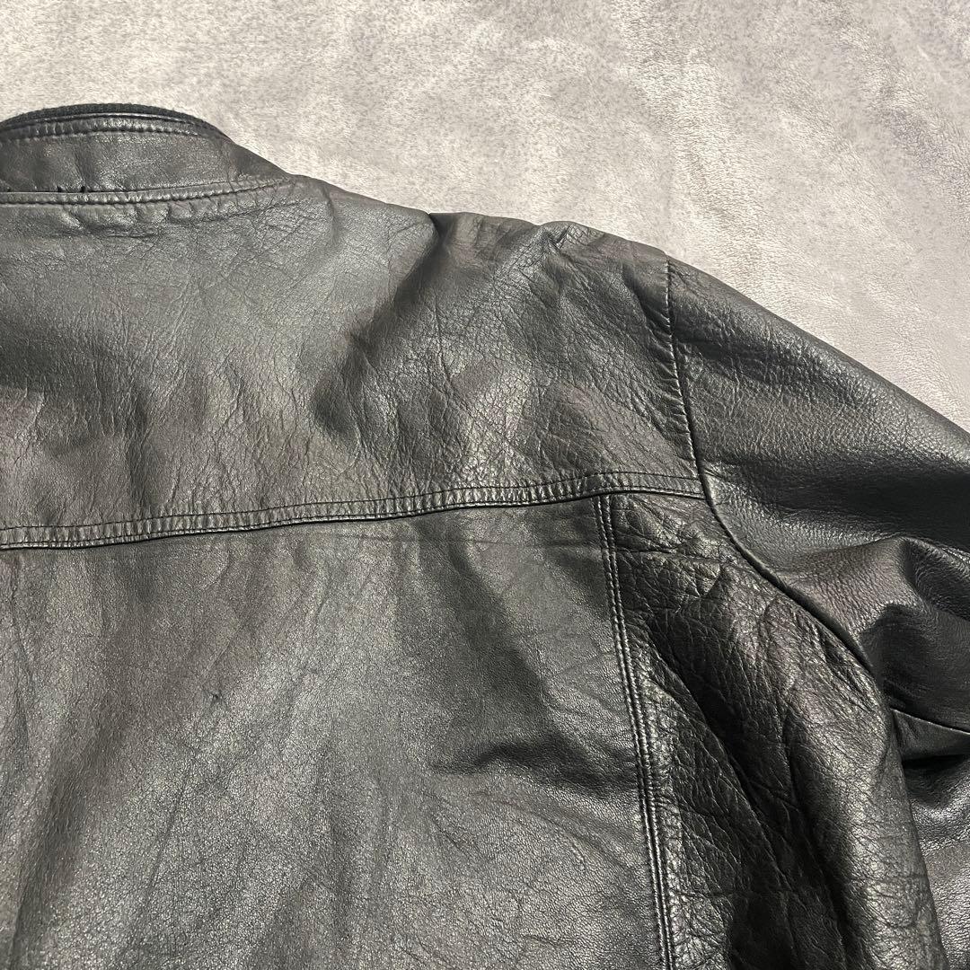 古着　６０−７０s 本革　ライダース　レザージャケット　ブラック　LL 黒