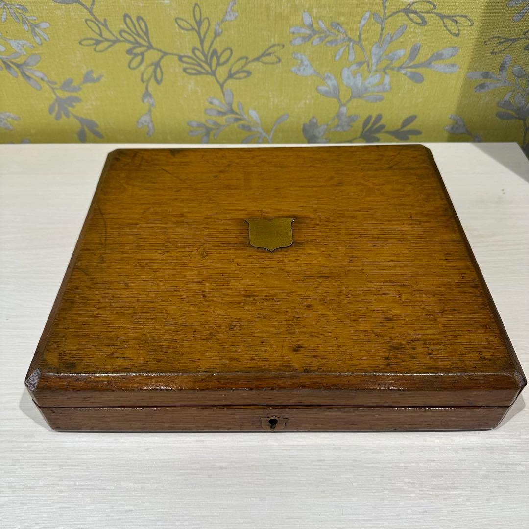 ⭐︎純銀継手 英国製 白蝶貝 マザーオブパールデザートナイフ&フォーク12本 木箱