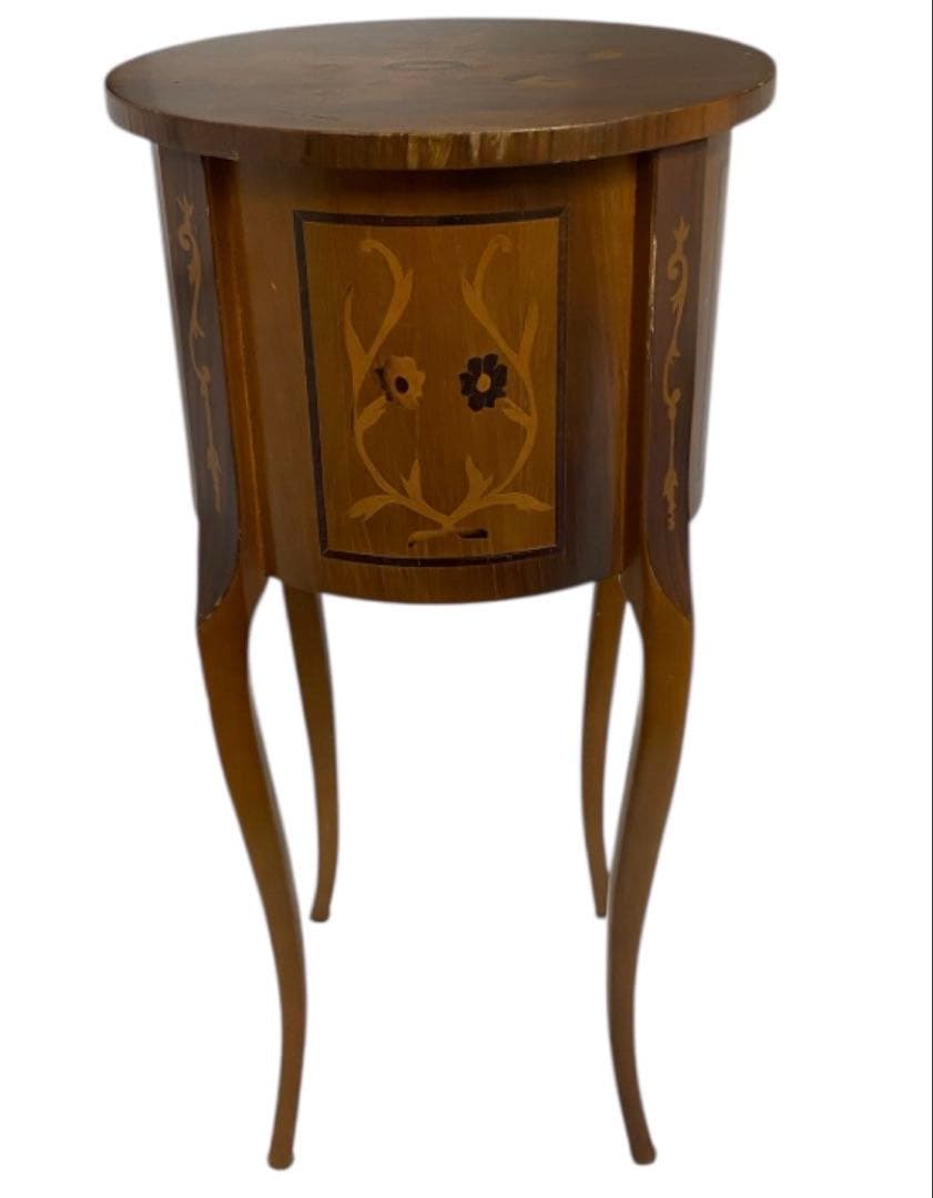 イタリア製　クラッシックスタイル　象嵌　猫脚　サイドテーブル　26セ319