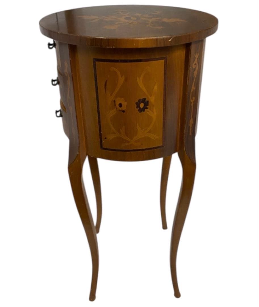 イタリア製　クラッシックスタイル　象嵌　猫脚　サイドテーブル　26セ319