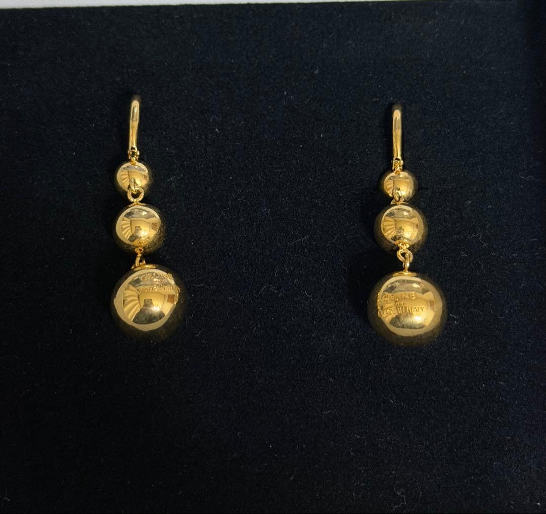 CELINE ボール ピアス 3連 ゴールド