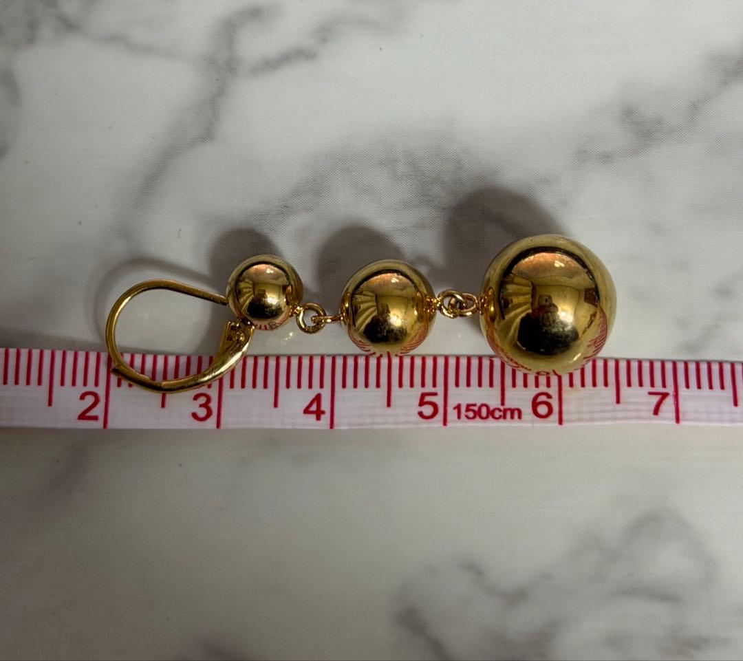 CELINE ボール ピアス 3連 ゴールド