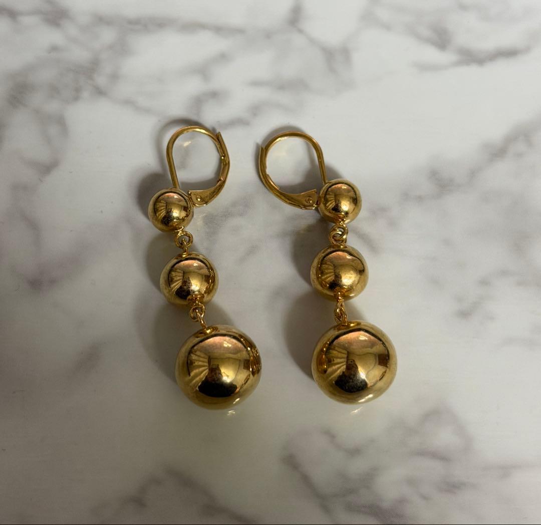 CELINE ボール ピアス 3連 ゴールド