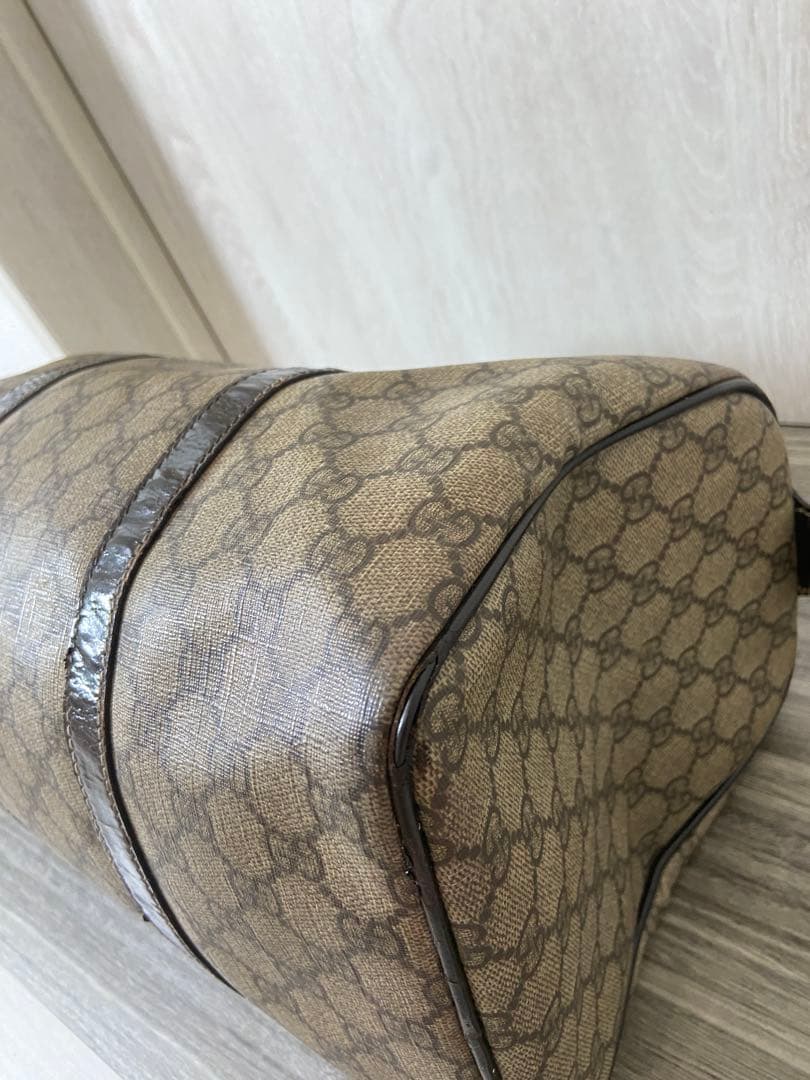 まあ　GUCCI ボストンバッグ　ハンドバッグ　GG PVC レザブラウン　ロゴ