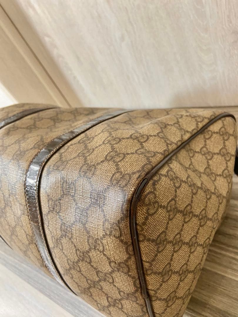 まあ　GUCCI ボストンバッグ　ハンドバッグ　GG PVC レザブラウン　ロゴ