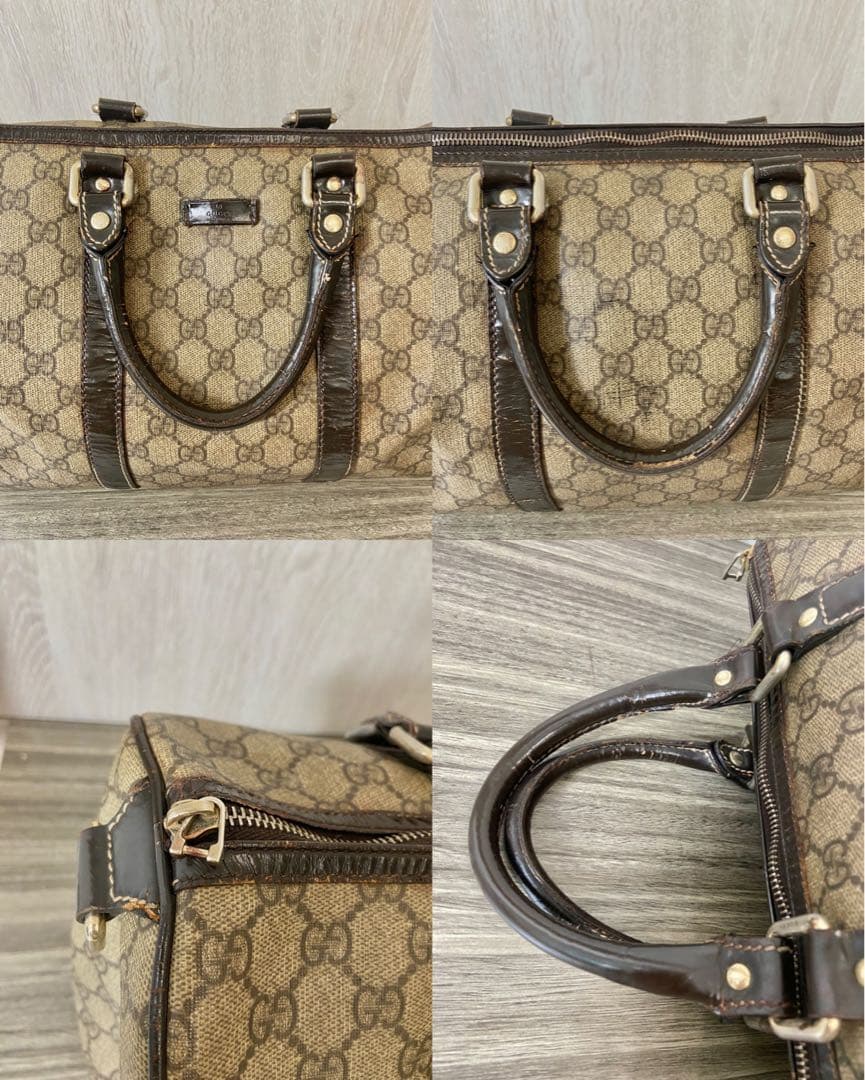 まあ　GUCCI ボストンバッグ　ハンドバッグ　GG PVC レザブラウン　ロゴ