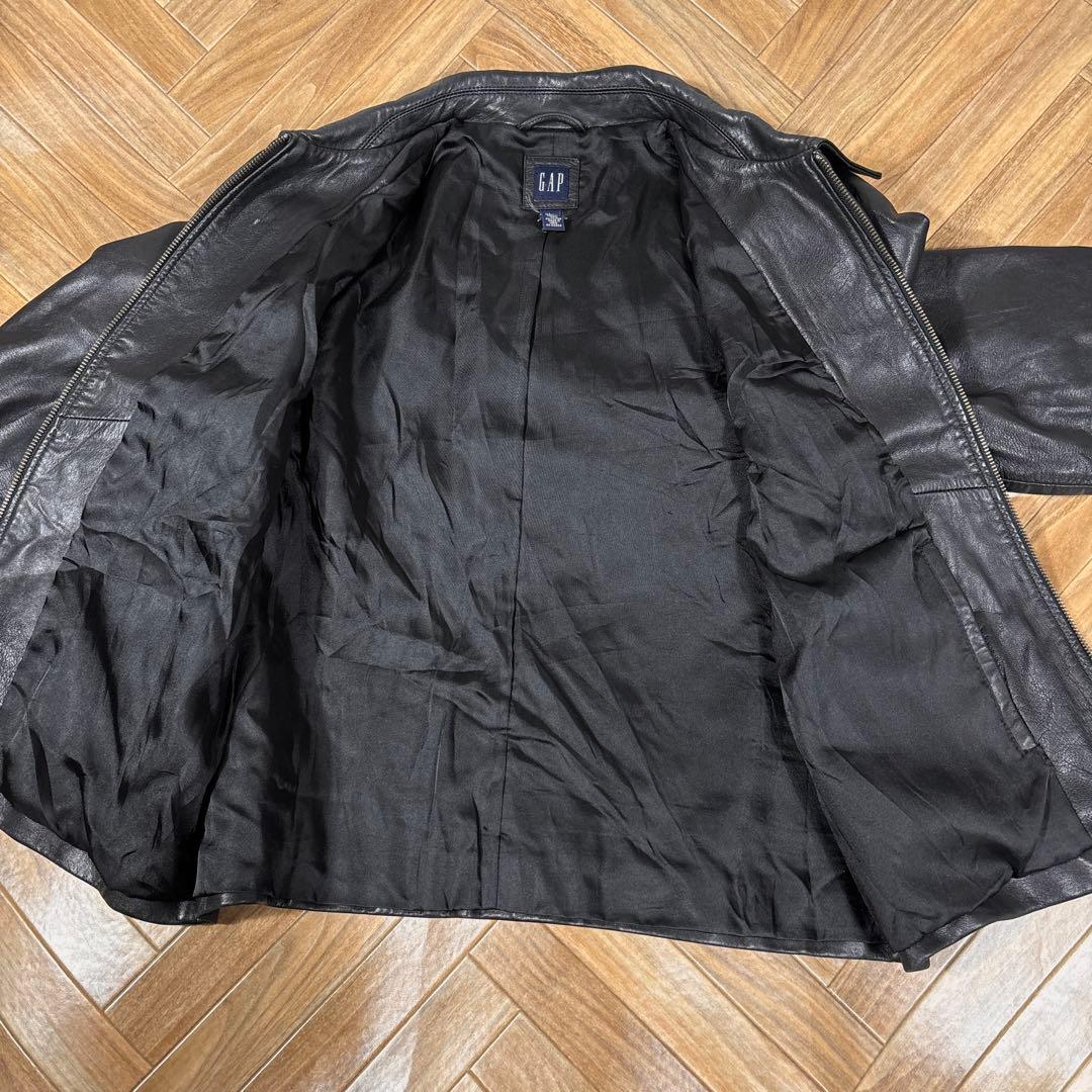 00s OLD GAP レザージャケット レディースL ジップアップ ブラック