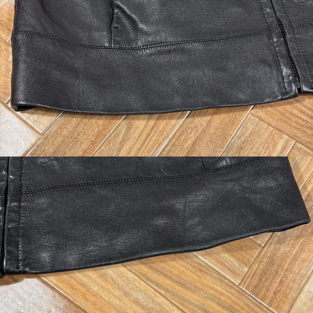 00s OLD GAP レザージャケット レディースL ジップアップ ブラック