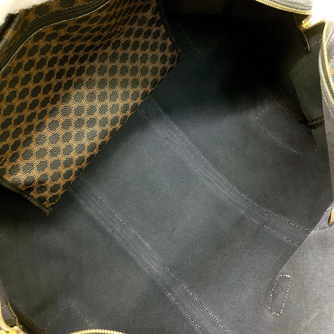 【CELINE】ボストンバッグ　マカダム柄　ゴールド金具　PVC ブラック