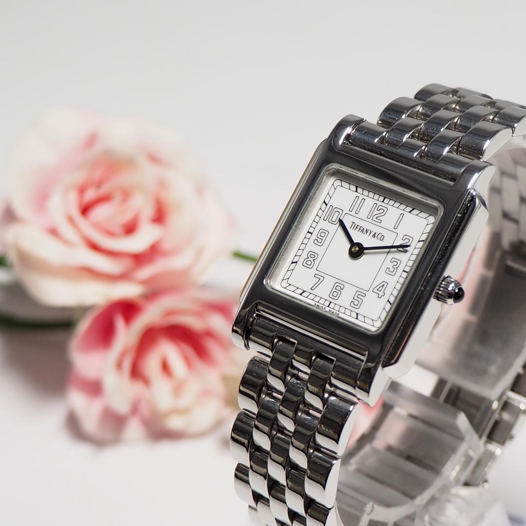 美品 ティファニー TIFFANY&CO クラシック スクエア 腕時計 H546