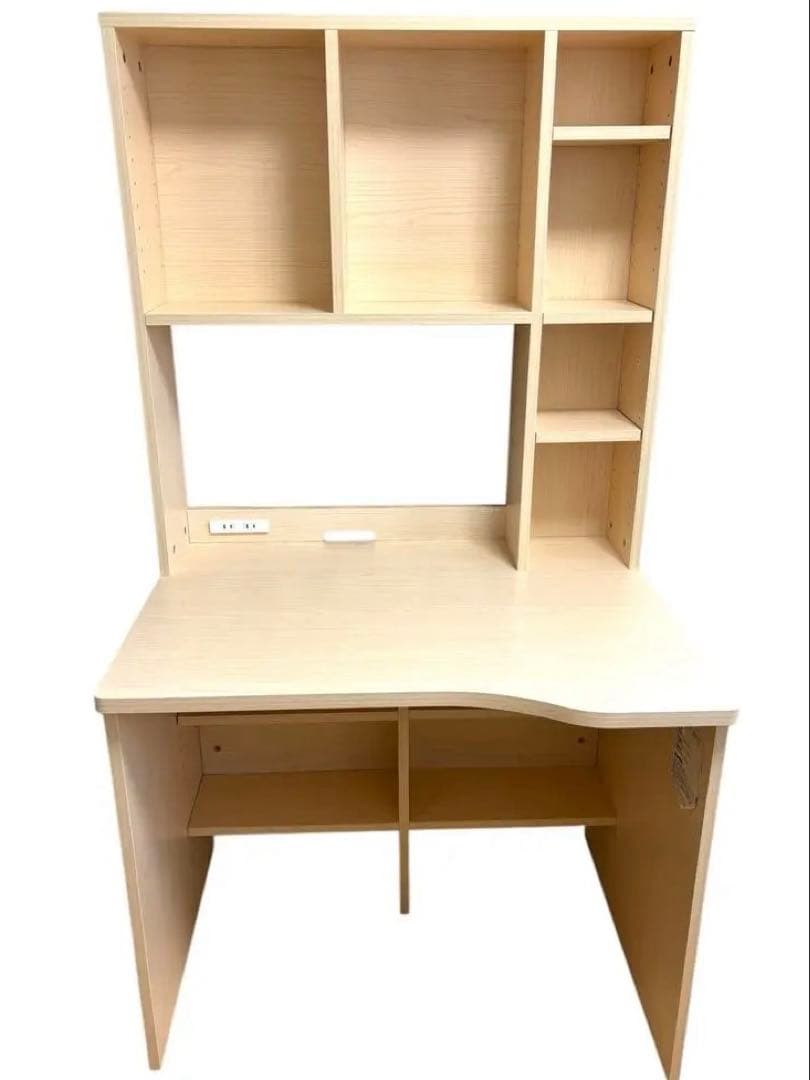 【美品】ロウヤパソコンデスク収納一体型大容量コンパクト学習机ライトナチュラル