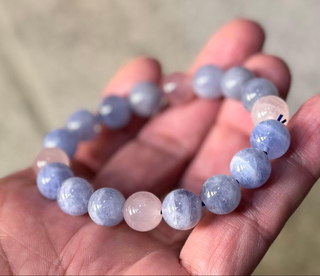 高品質ブルーローズクォーツ　11.4ミリ ④