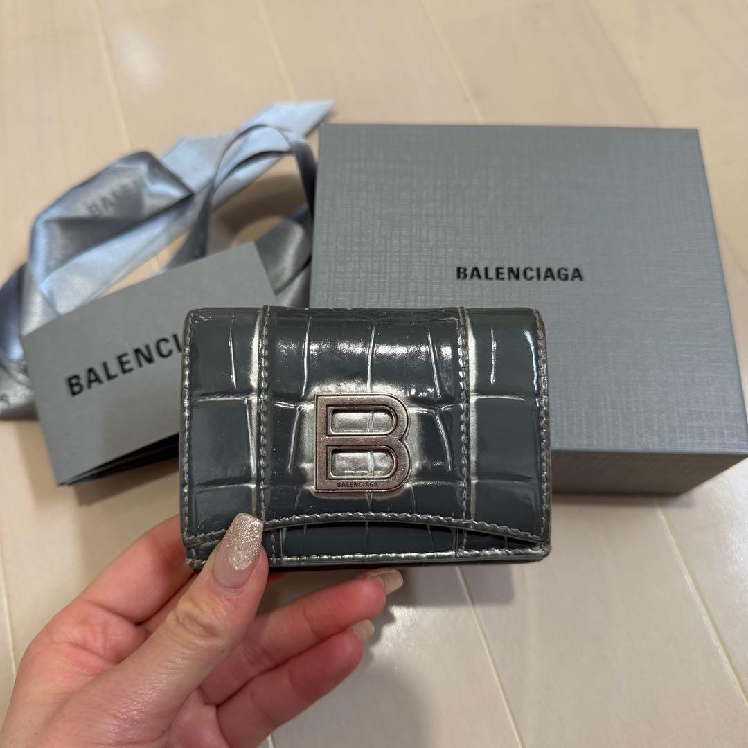 BALENCIAGA 3つ折り財布 クロコ型押し