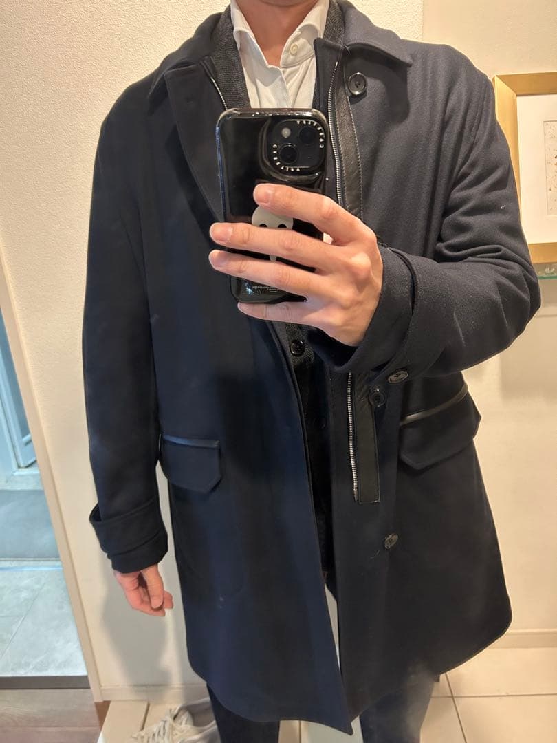 BALLY ネイビー ステンカラーコート Lサイズ