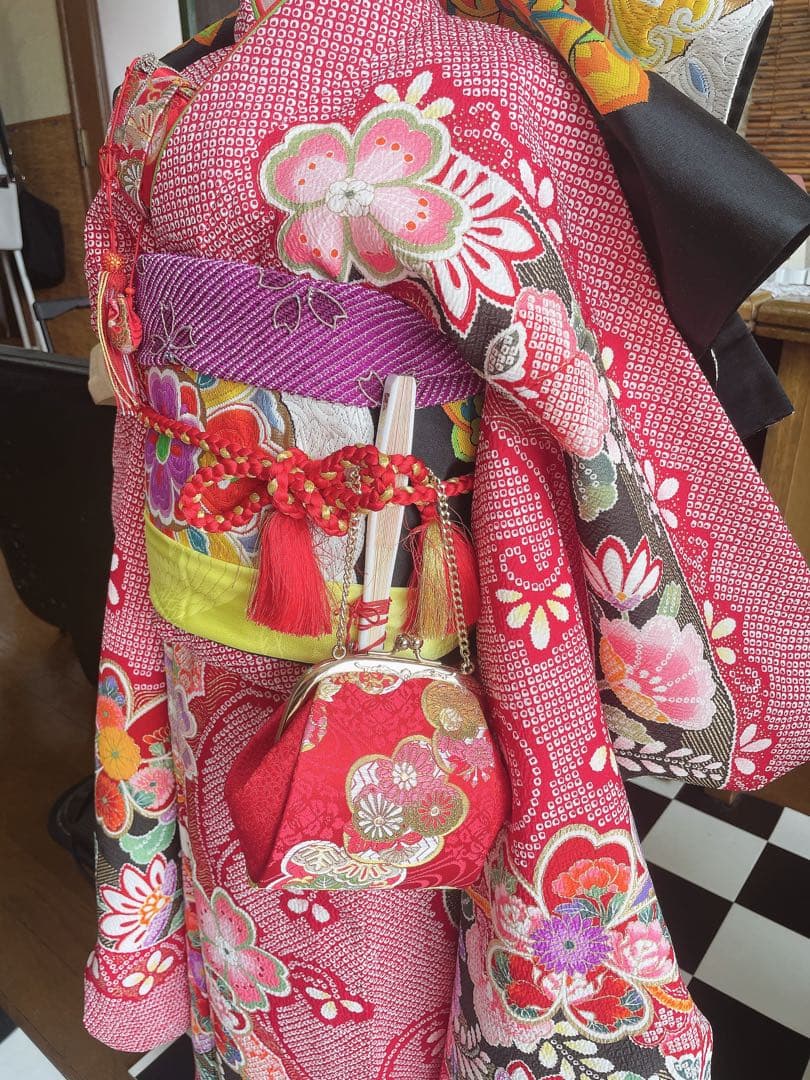 七五三7歳様総絞り柄豪華お着物フルセット