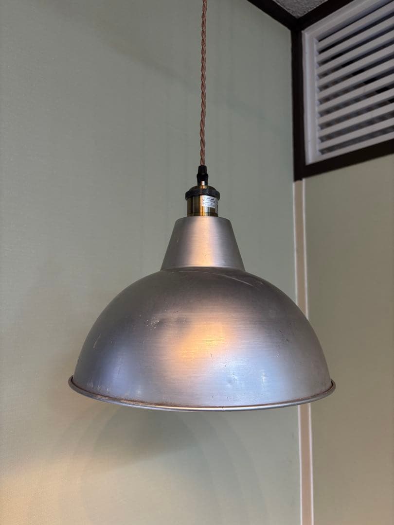 シルバー ドーム型 吊り下げライト LED電球付 インダストリアルアルミシェード