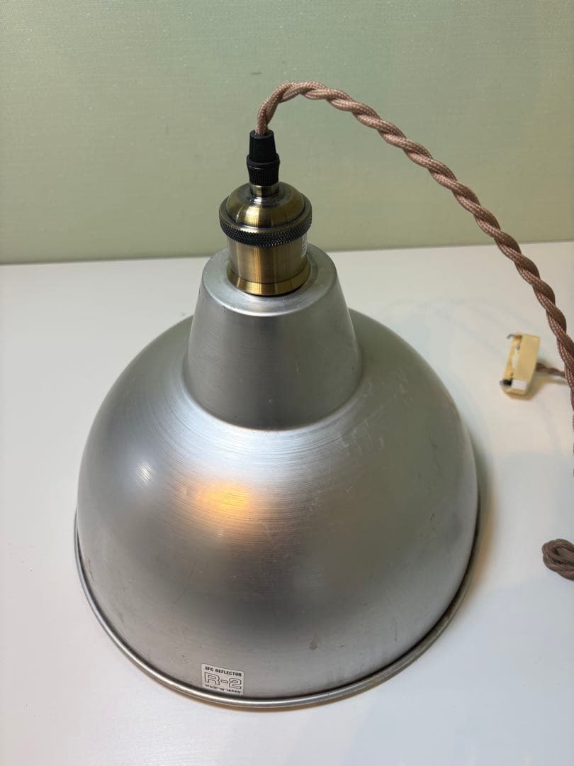 シルバー ドーム型 吊り下げライト LED電球付 インダストリアルアルミシェード