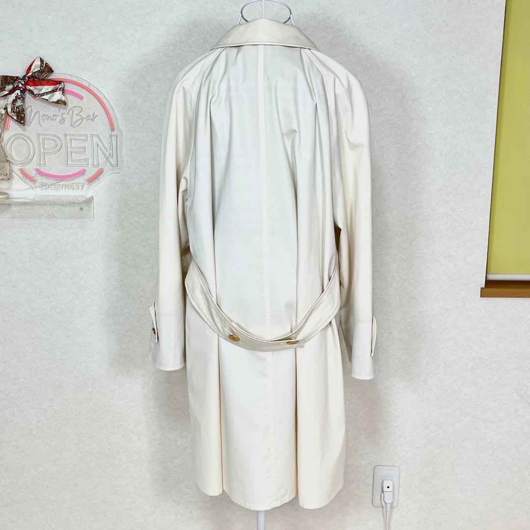 バーバリーズ ステンカラーコート スプリング ノバチェック 金ボタン 白