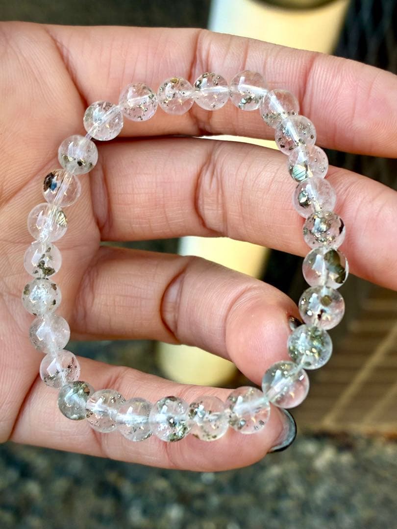 極上品質SA✨全玉キラキラ✨逸品絶品‼️キューブパイライトインクォーツブレスレット