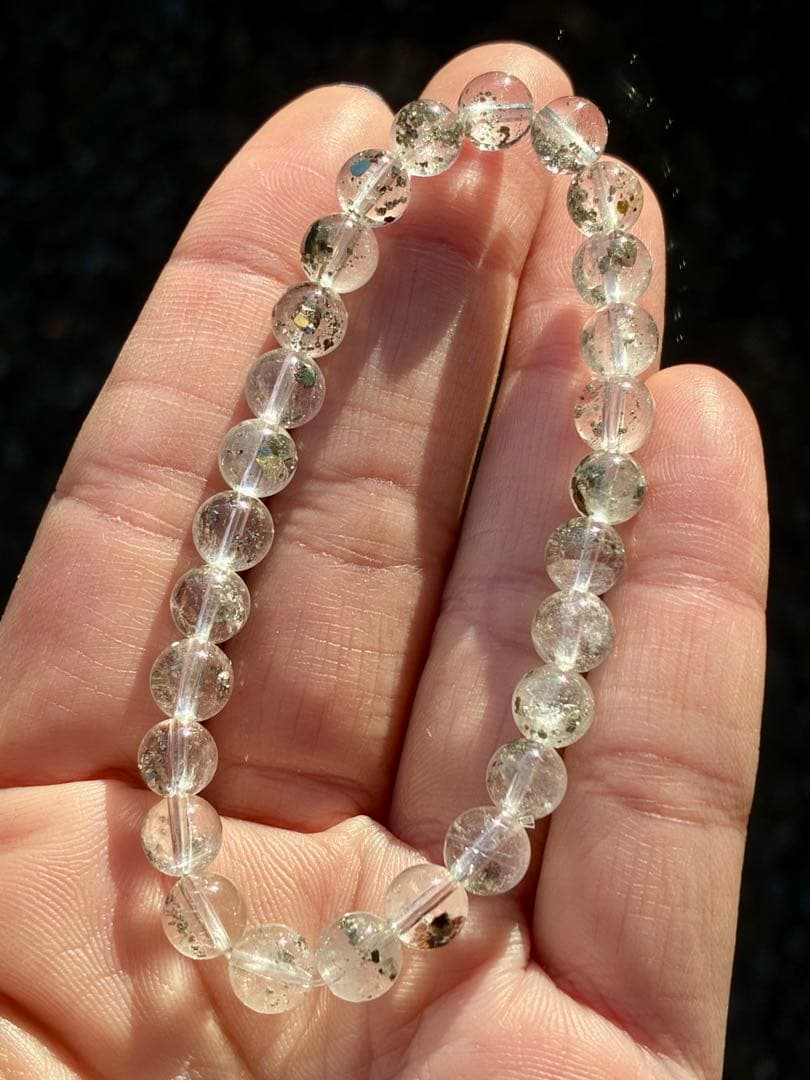 極上品質SA✨全玉キラキラ✨逸品絶品‼️キューブパイライトインクォーツブレスレット