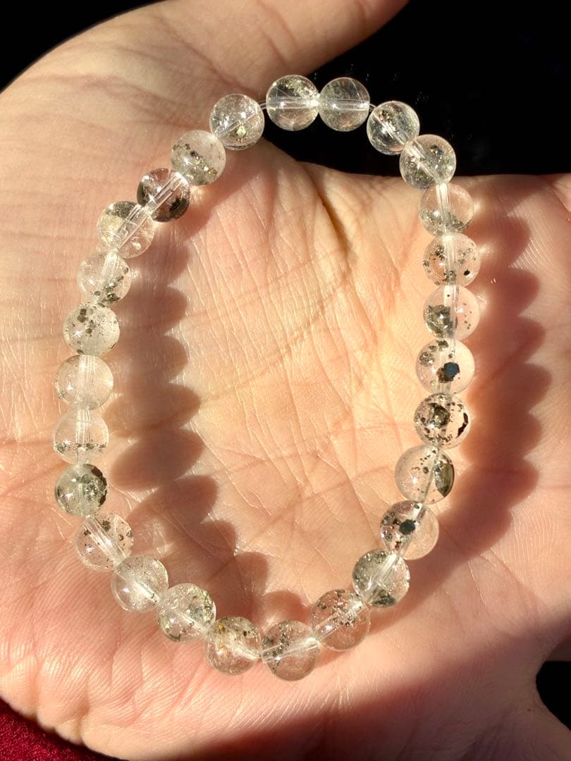 極上品質SA✨全玉キラキラ✨逸品絶品‼️キューブパイライトインクォーツブレスレット