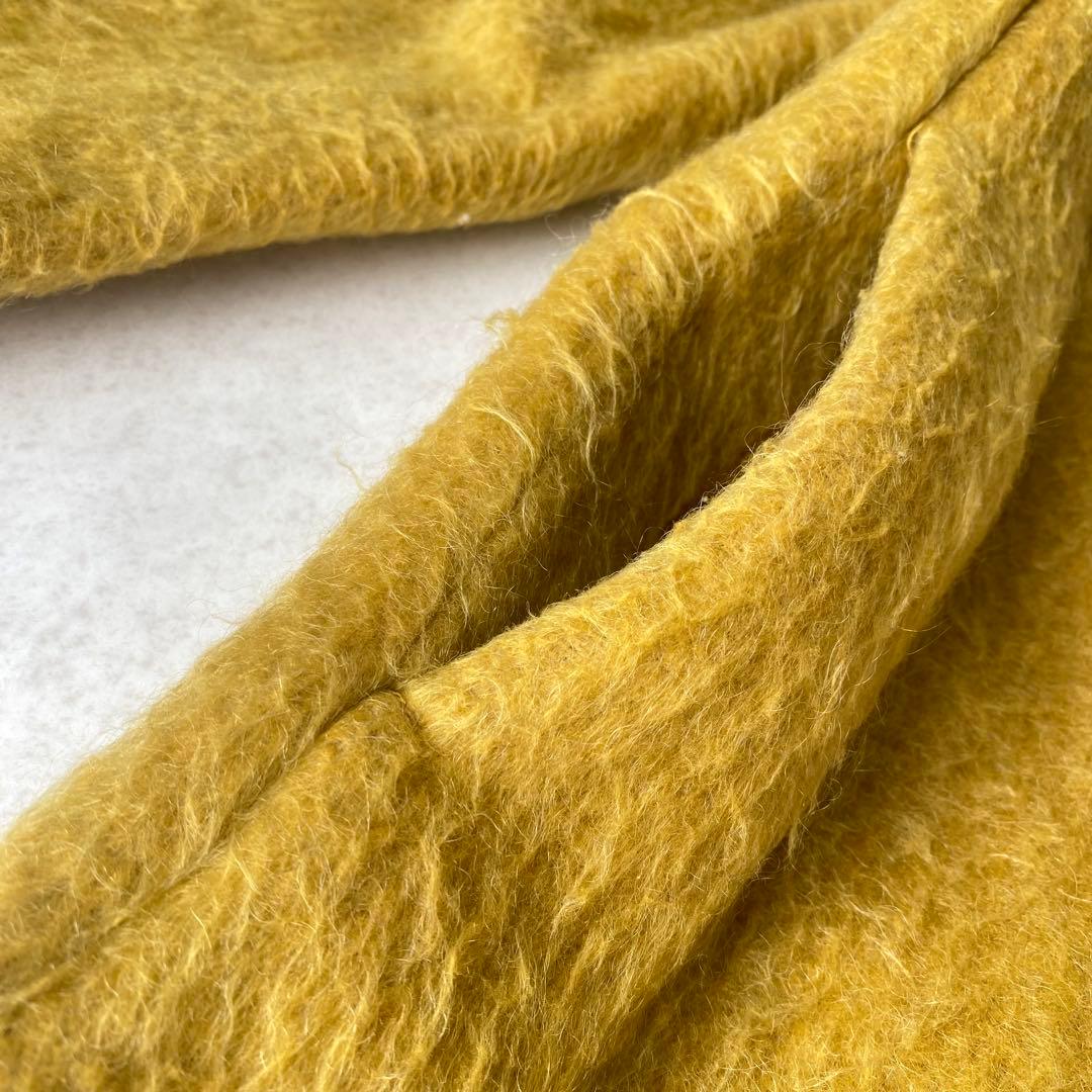 美品 デミルクスビームス シャギー ショールカラー コート ミモザイエロー S