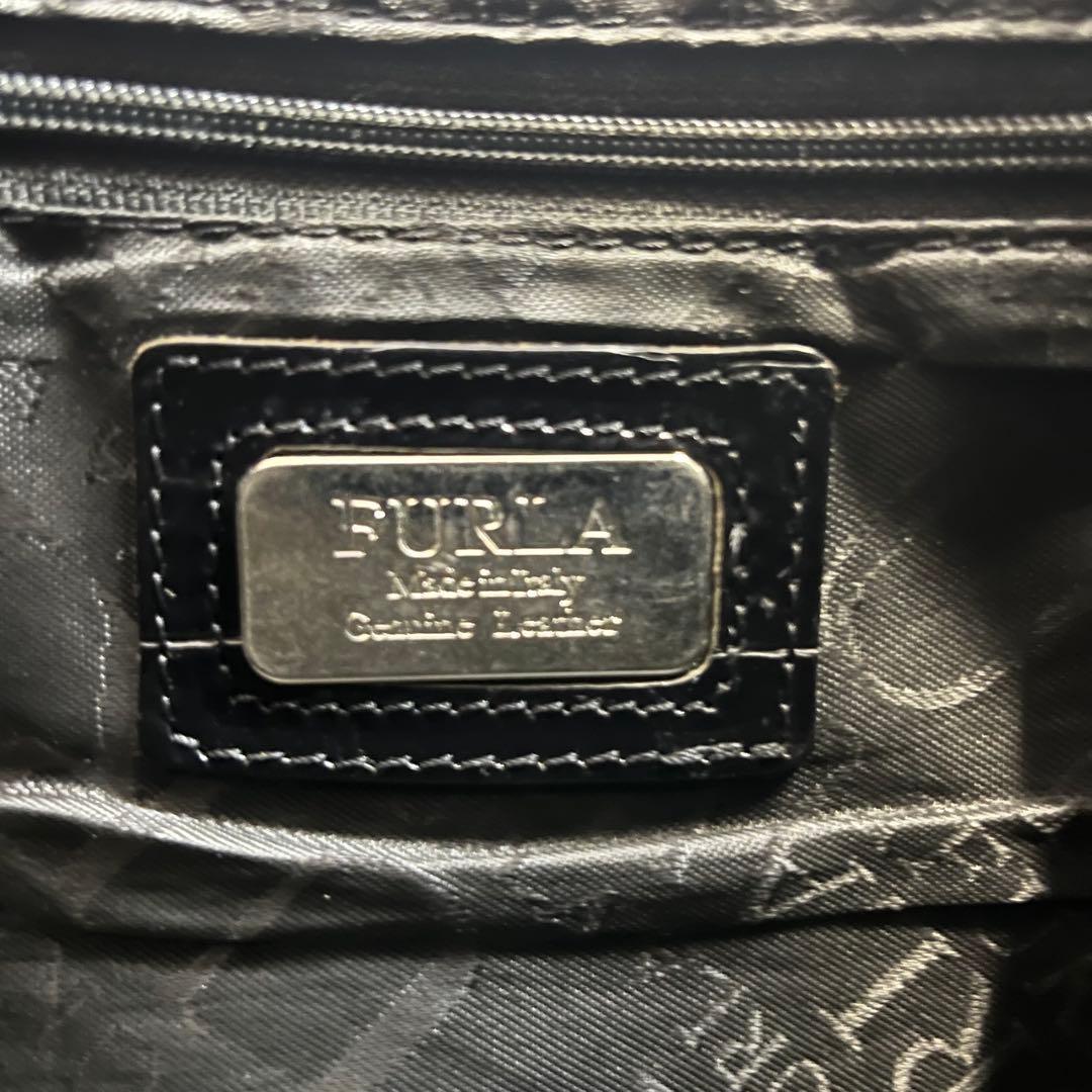 FURLA クロコダイル型押し フルラ トートバッグ ブラック A4 男女兼用