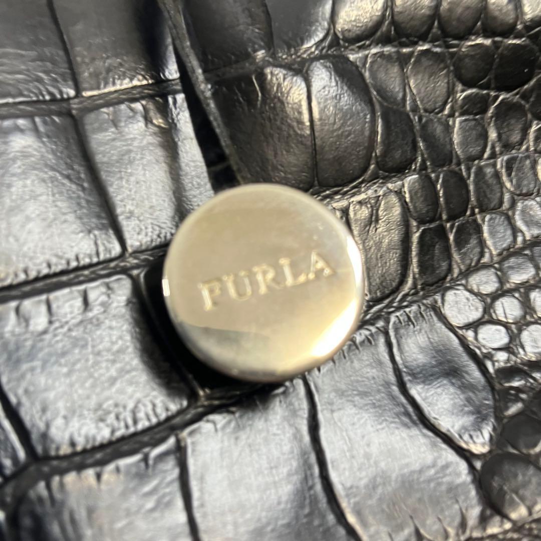 FURLA クロコダイル型押し フルラ トートバッグ ブラック A4 男女兼用