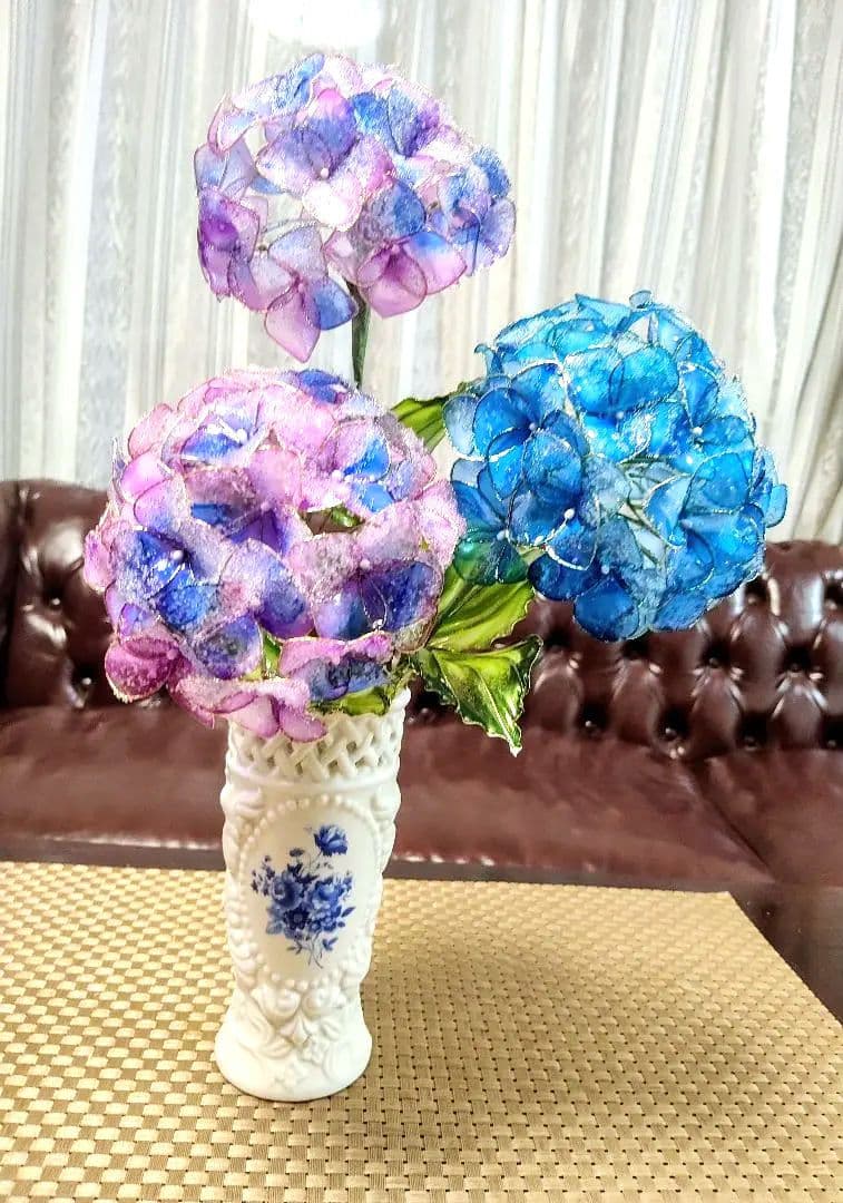 ネム　アメリカンフラワー花瓶付き紫陽花