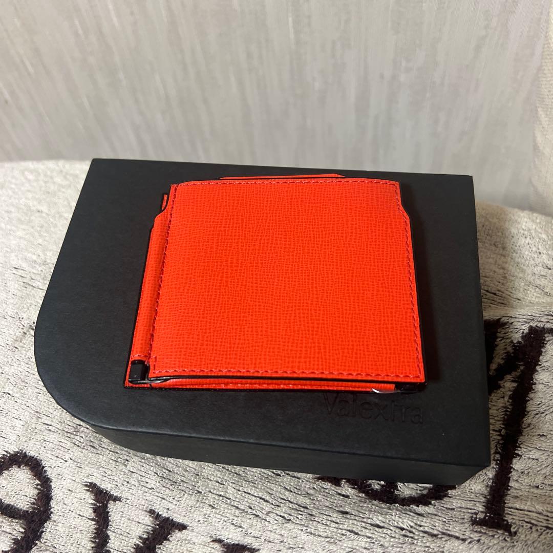 Valextra オレンジ レザー ダブルマネークリップ