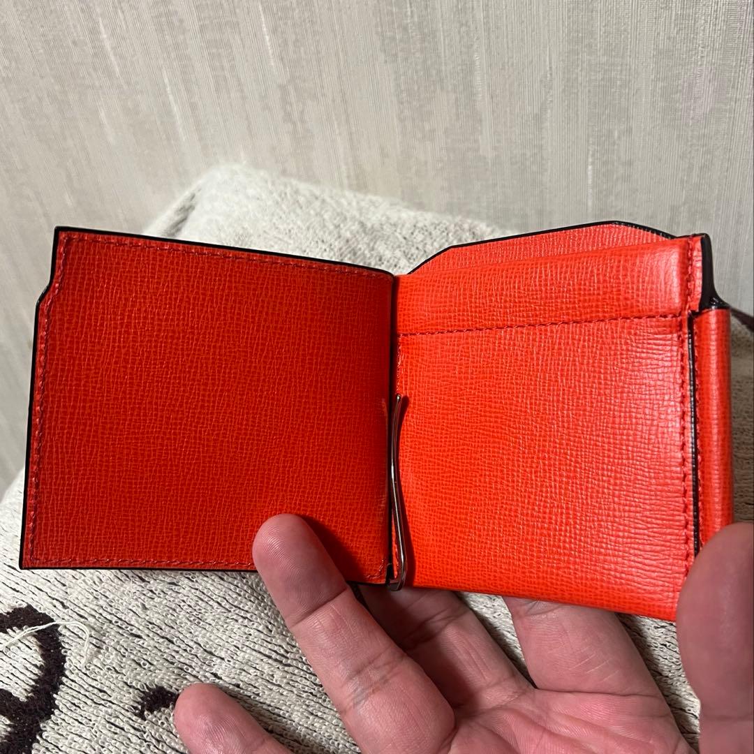 Valextra オレンジ レザー ダブルマネークリップ