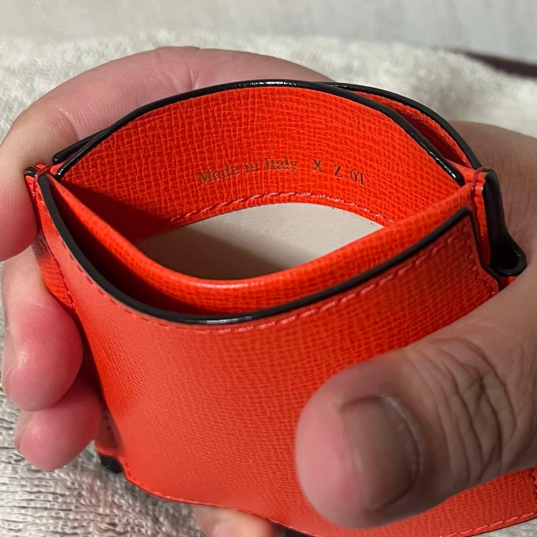 Valextra オレンジ レザー ダブルマネークリップ