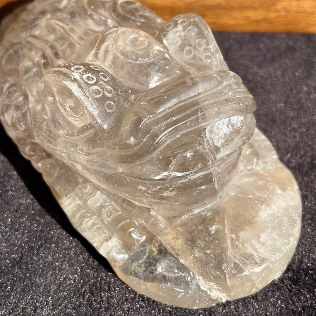 ✨富を招く至高の霊獣✨レインボー ライトニング水晶 三脚蟾蜍 金蟾 天然石 財運