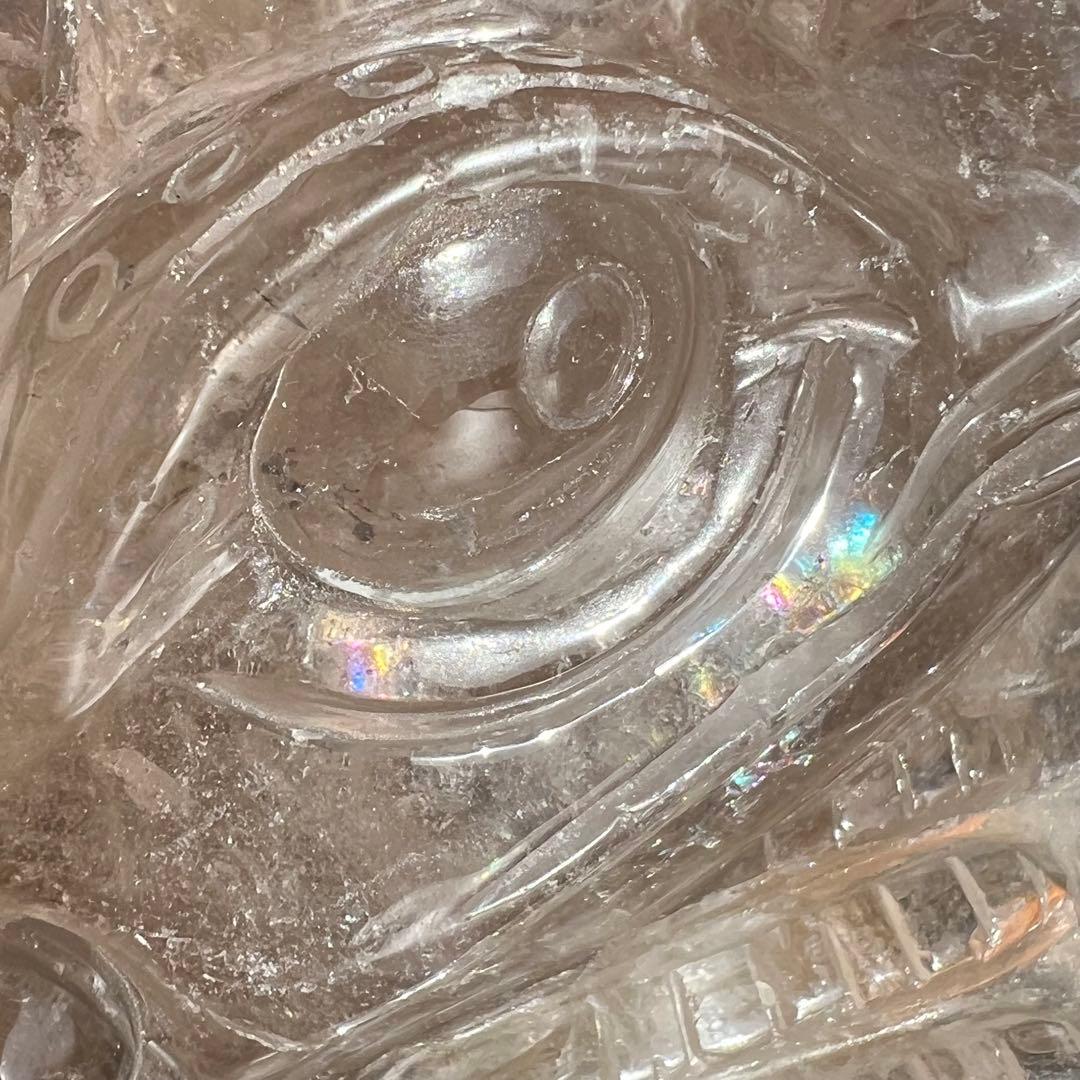 ✨富を招く至高の霊獣✨レインボー ライトニング水晶 三脚蟾蜍 金蟾 天然石 財運