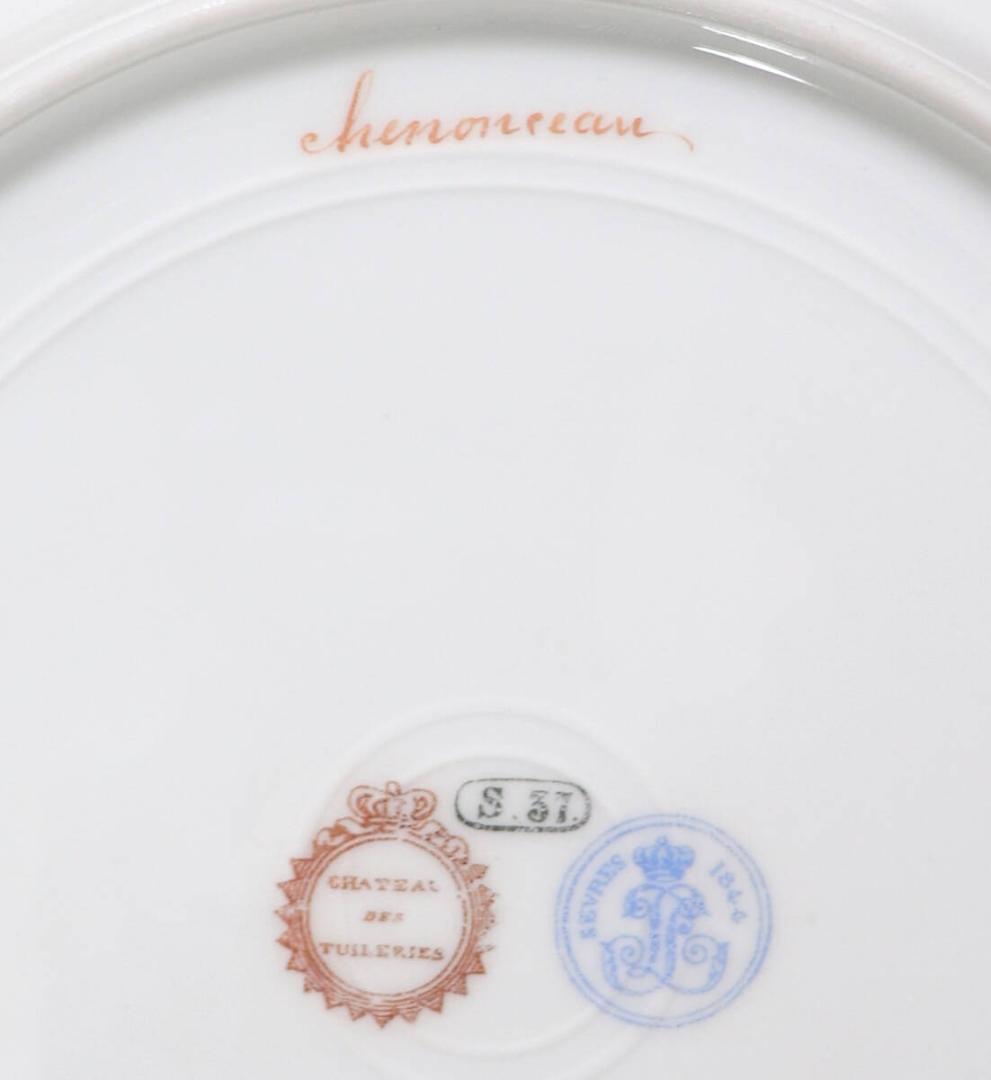 オールド・セーブル 1844年 最上級 宮廷特注品 瑠璃地色絵金彩風景図皿