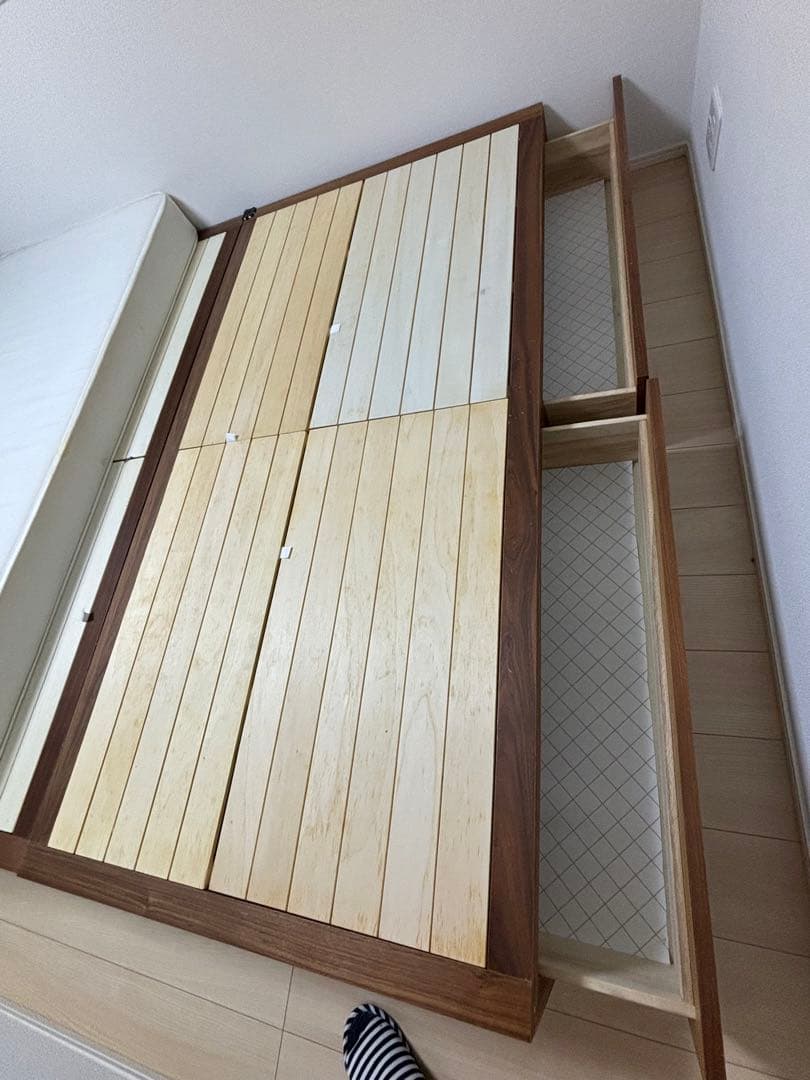 値下げ！無印良品 木製すのこベッド 引き出し収納付き マットレス付属可能