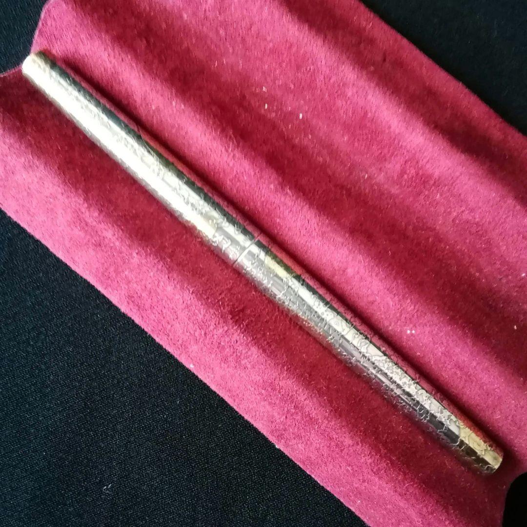 逸品　プラチナリビエール銀河　スターリングシルバーに本金焼き付け万年筆　金銀触刻