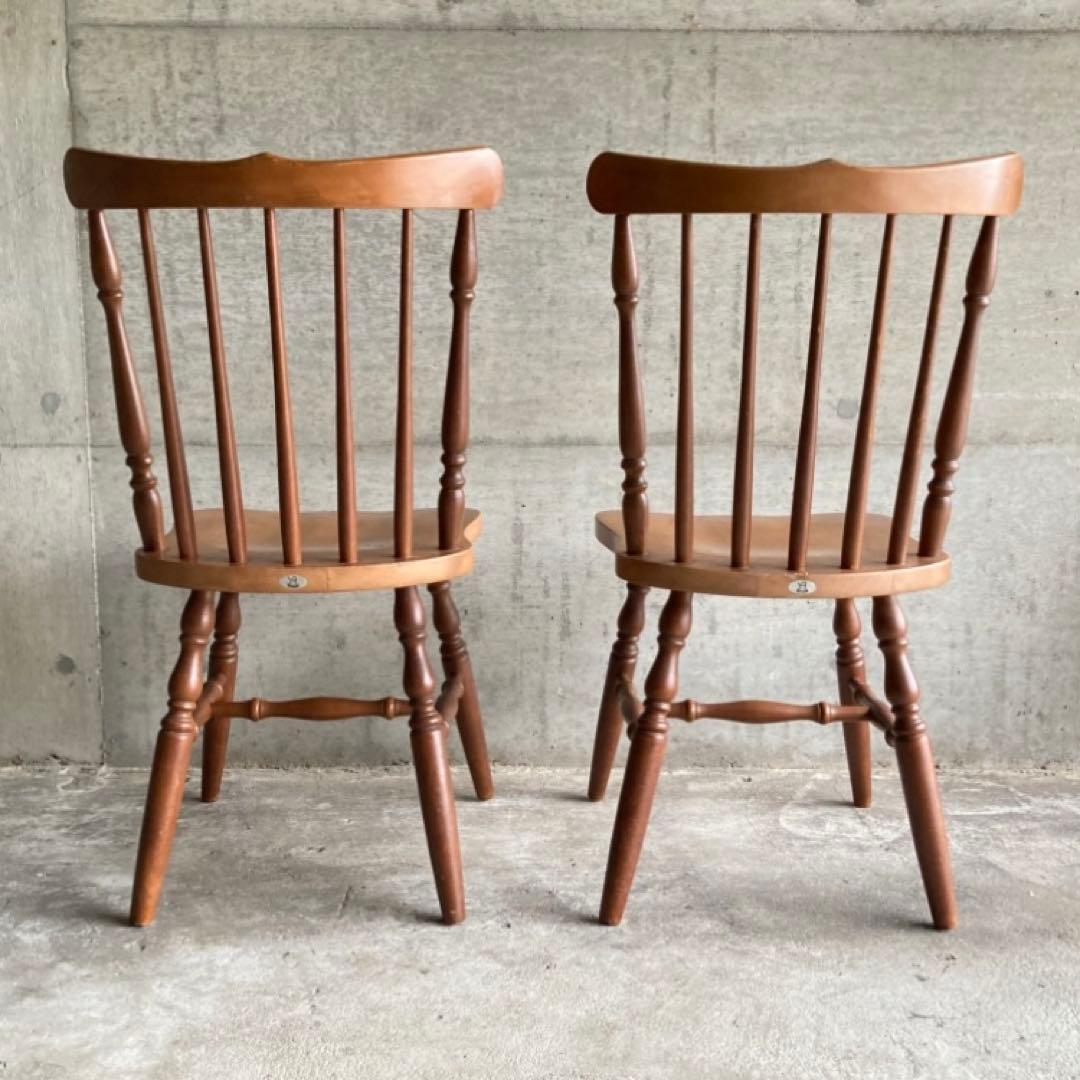 IKEDA 池田木工 チェア 椅子 ダイニング 2脚 木製 家具 レトロ