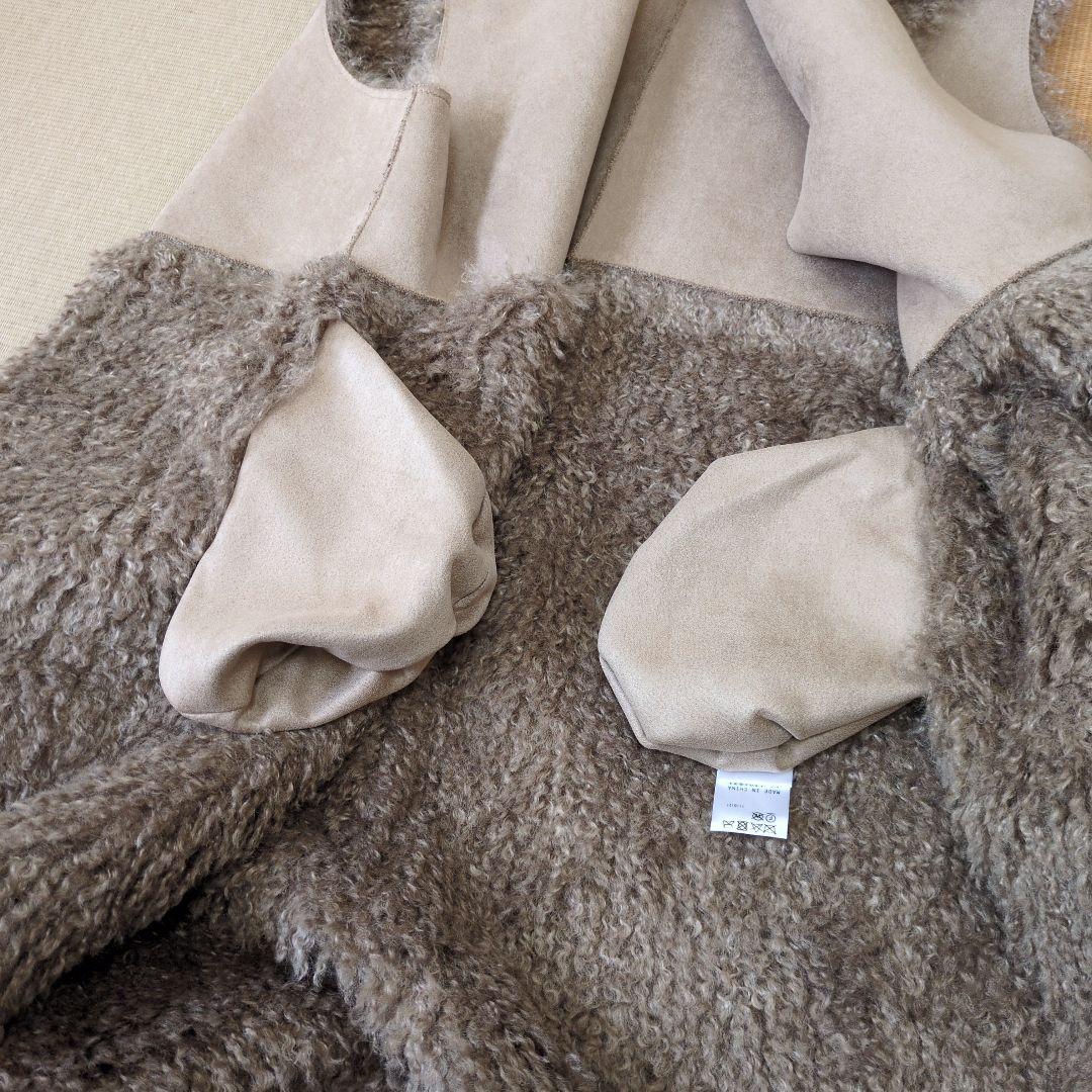 ベージュ ノースリーブベスト フリース