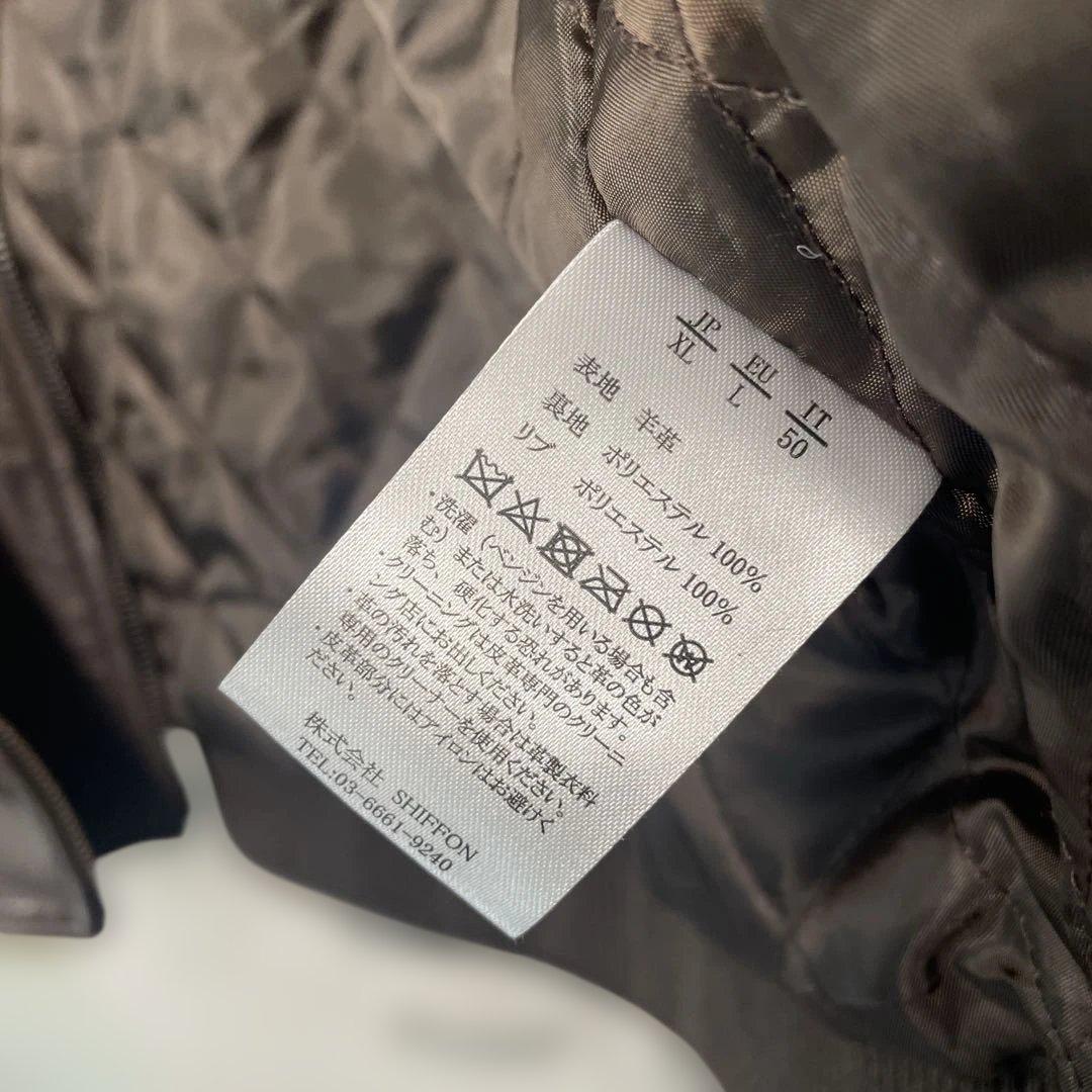 AKMコンテンポラリー レザー パーカー ジャケット ダークブラウン XL