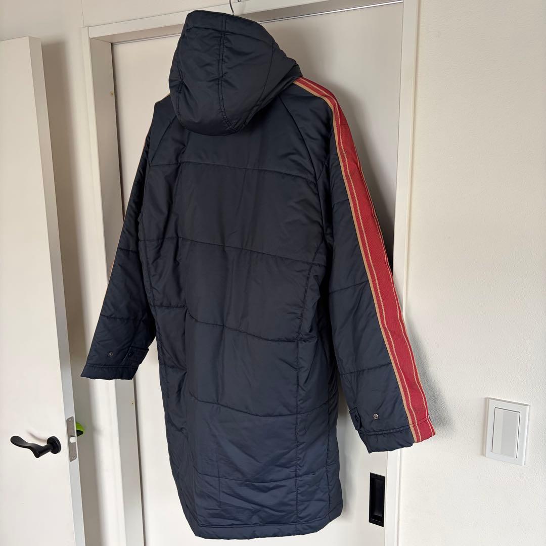 【美品】NIKE ナイキ ベンチコート Lサイズ グレー×レッド フード付き