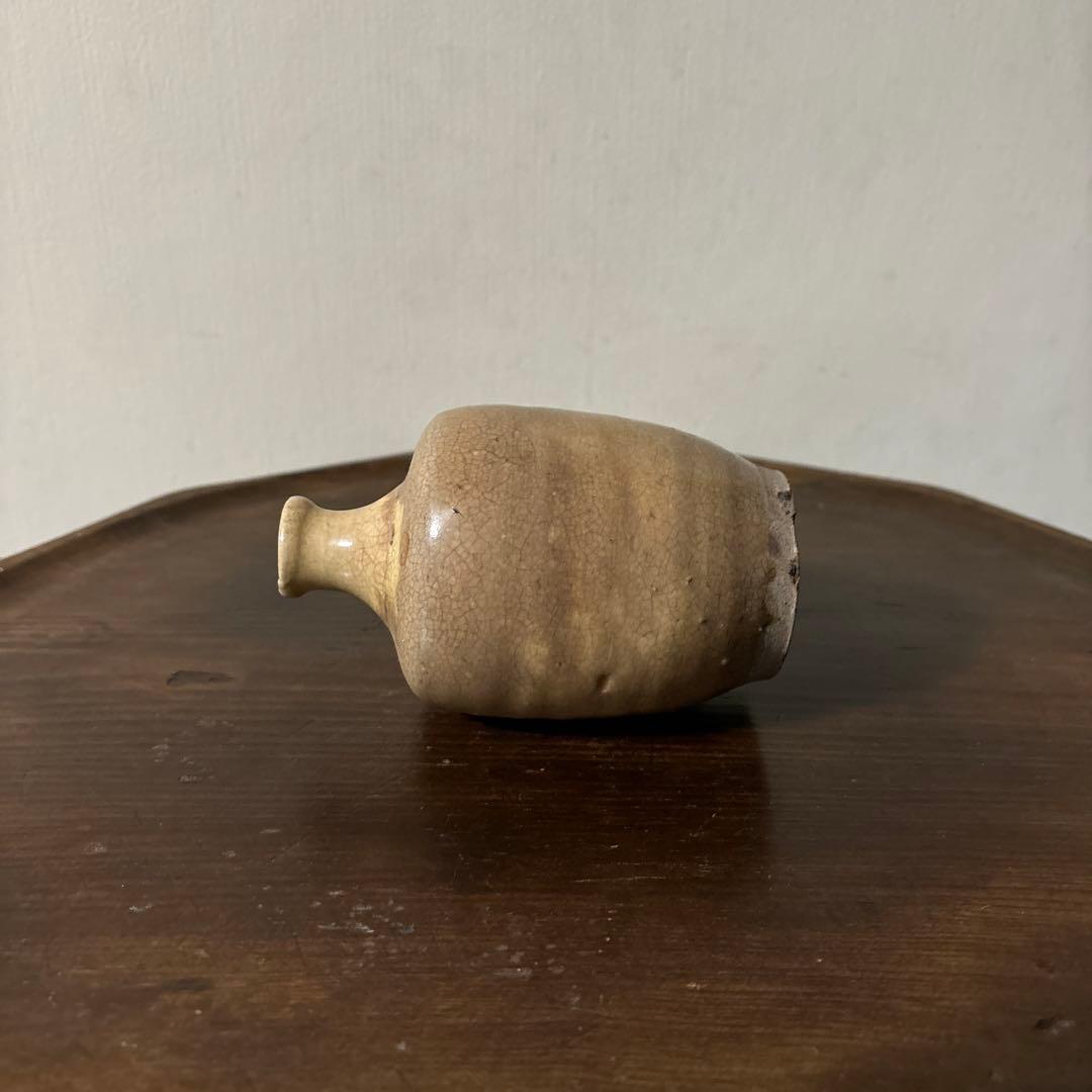 古い瀬戸小徳利　江戸明治　黄瀬戸　美濃　花器　酒器　アンティーク　古道具　検李朝