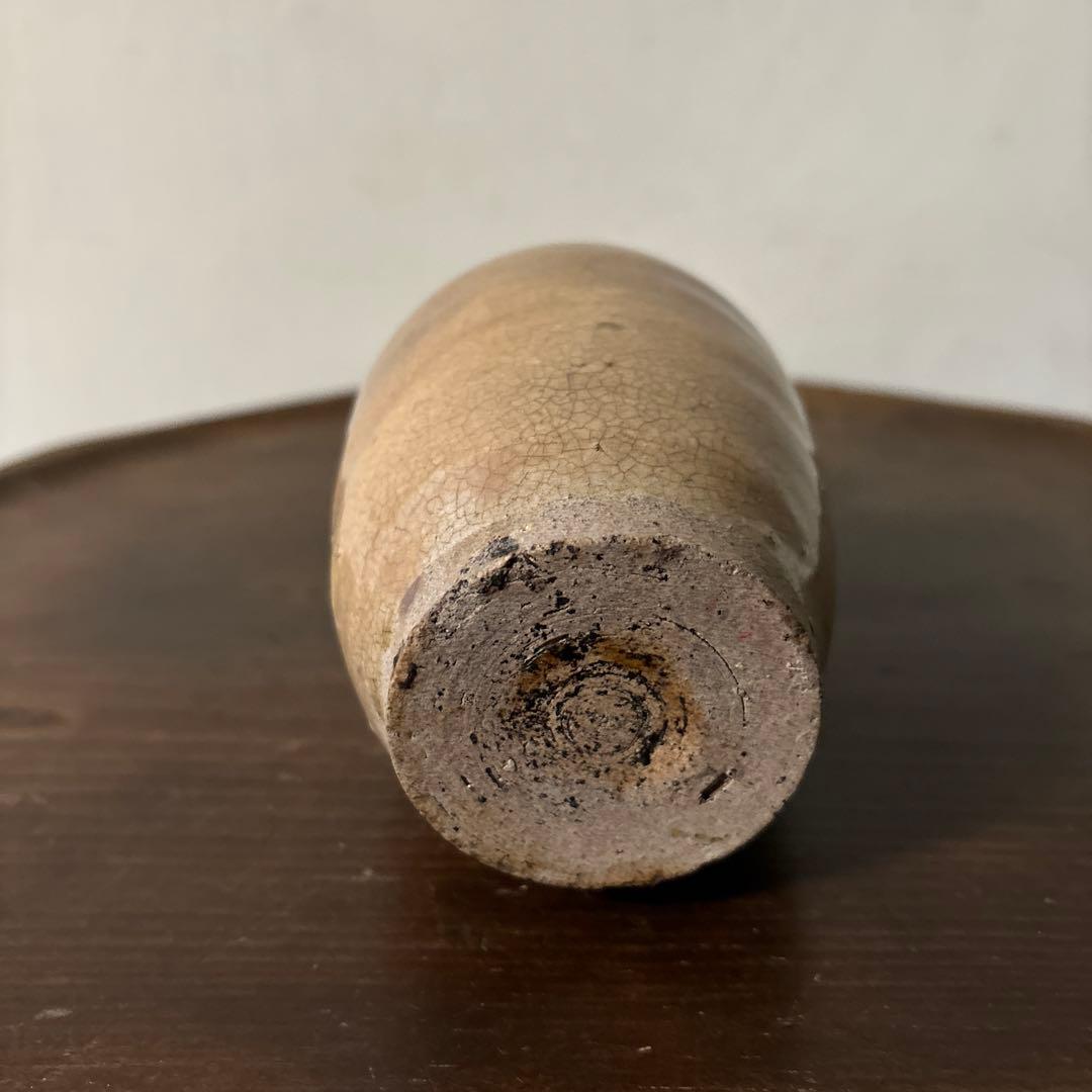 古い瀬戸小徳利　江戸明治　黄瀬戸　美濃　花器　酒器　アンティーク　古道具　検李朝