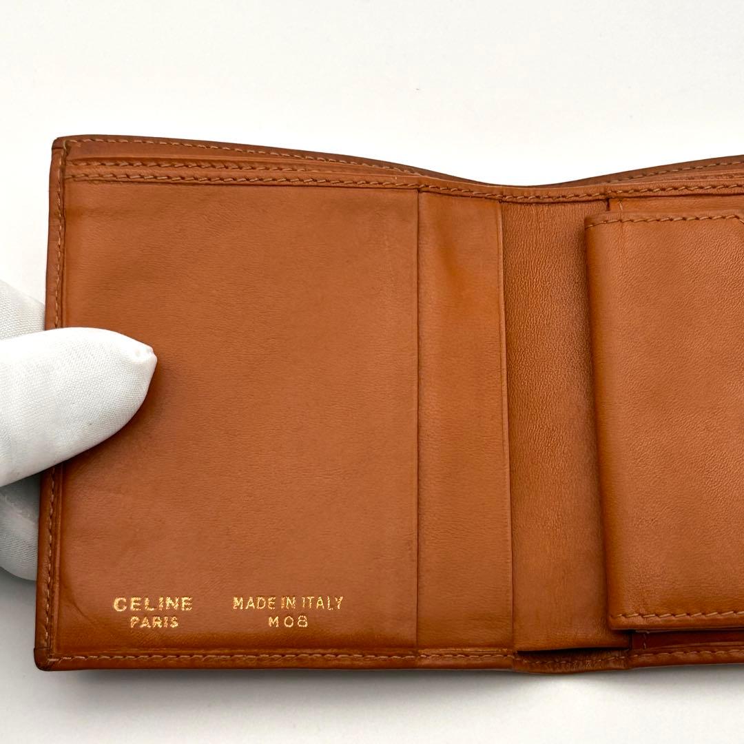 美品✨ CELINE セリーヌ 二つ折り財布 マカダム柄 ブラウン レザー
