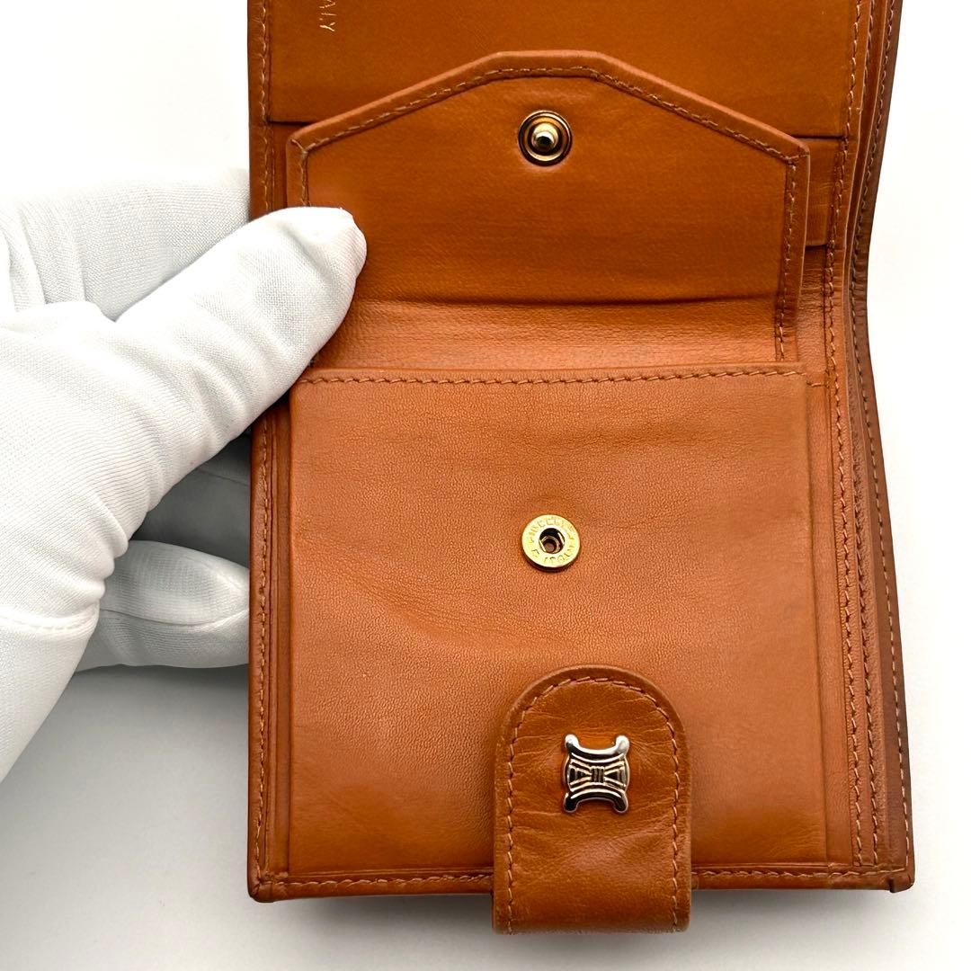 美品✨ CELINE セリーヌ 二つ折り財布 マカダム柄 ブラウン レザー