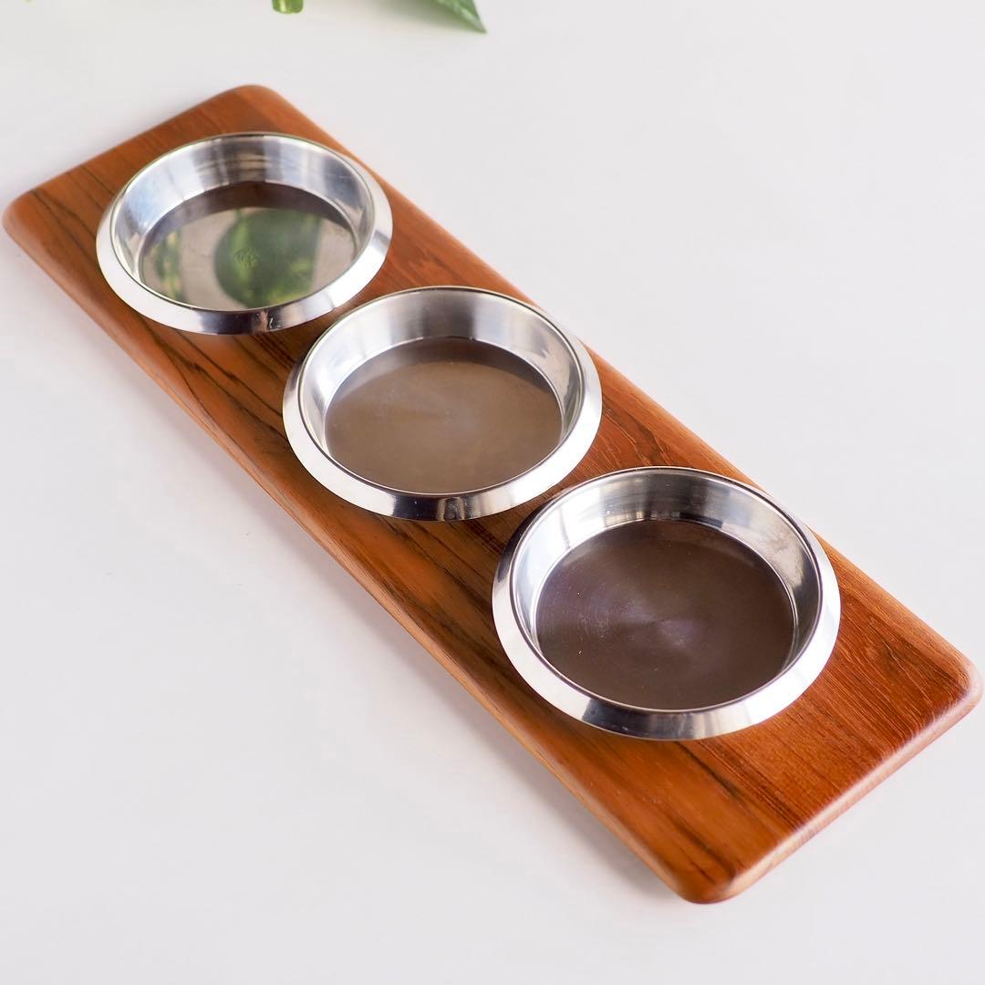 デンマーク製 DIGSMED チークトレイ ステンレスディッシュ 北欧