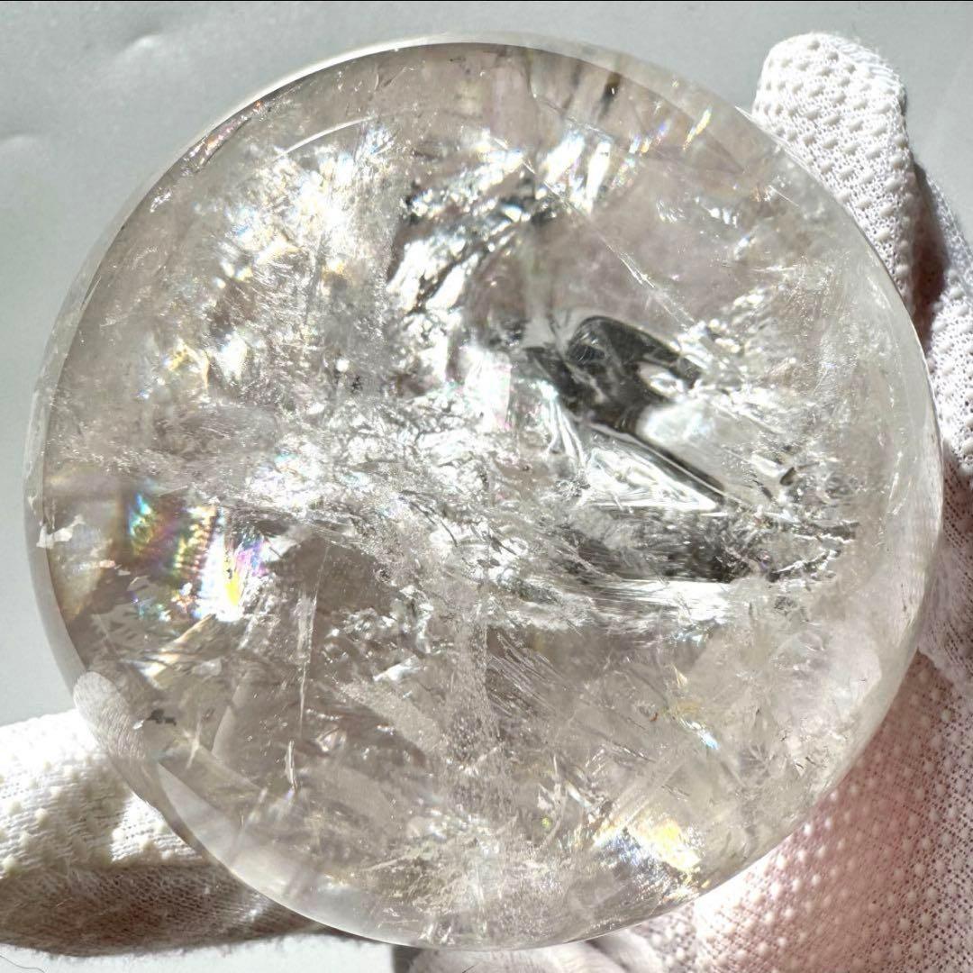 綺麗 虹入り ヒマラヤレインボー 水晶 丸玉 67.2mm