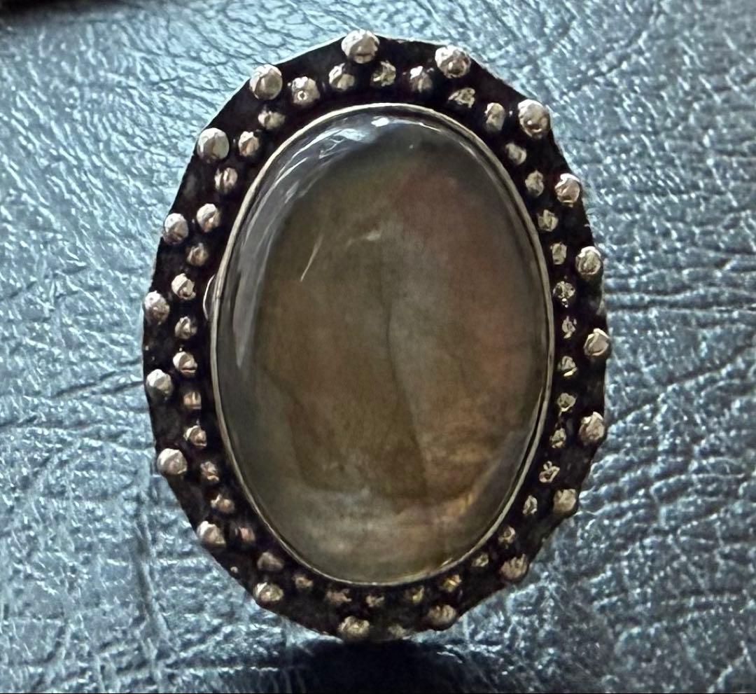 アッシュペーフランス ヴィンテージ シルバー925 ラブラドライトリング 16号